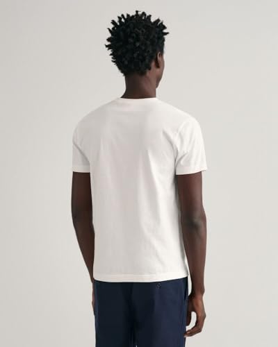 GANT Slim Shield SS T-Shirt Homme en coton premium blanc coupe ajustée - 3