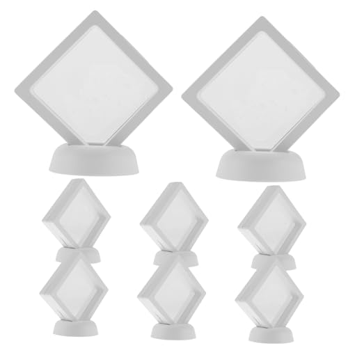 GARVALON Vitrina Flotante para Monedas y Joyas Soporte, 8 Cuadros Cuadrados 7x7x2 Cm, Estuche para Colección y Exhibición de Medallas y Objetos Decorativos