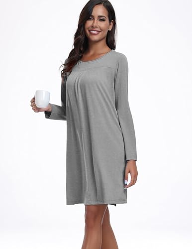 Deyeek Open Back Hospital Gowns for Women Tear Away Snap Long Sleeve Womens Hospital Gowns Adaptive Clothing for Women Light Grey - Thumbnail 6