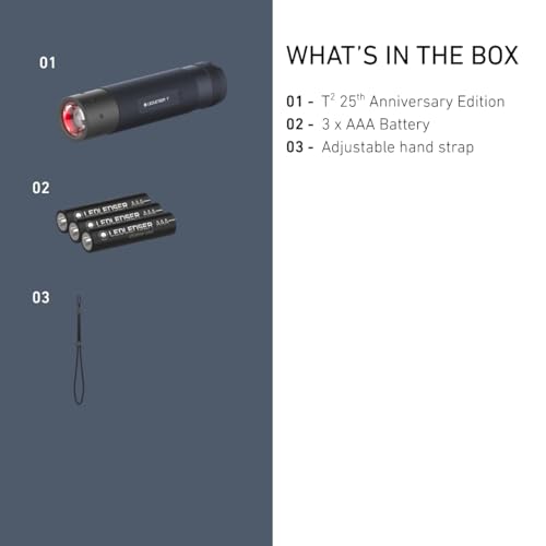 Ledlenser T2 Led Torch, 25Th Anniversary, Pocket Size, 240Lm, 180M Beam, Lightweight, 2 Light Modes, Up To 25H Battery, Water Resistant, X3 Aaa Battery Powered Flashlight For Camping, Work, Emergency - 6
