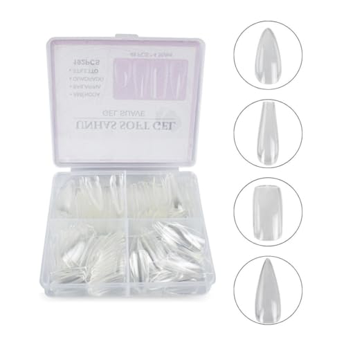 Kit 192 Unhas Postiças Almond Bailarina Quadrada Stiletto