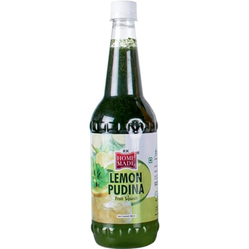 Image of RK HOME MADE NATURAL SYRUP | Lemon Pudina Syrup | Gluten free | 100% Vegan & Low fat | Easy to use | A perfect drink for house parties, picnics, & road trips to everyone's delight 750 - ML