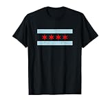 Sweet Vintage Retro Chicago Flag Red Six Pointed Stars T-Shirt