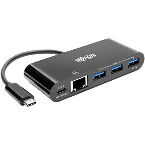 Adaptador USB-C a Ethernet para teletrabajo con tres puertos USB integrados