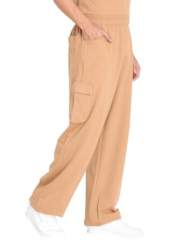Image of CHKOKKO Men's Baggy Track Pants for Gym Workout Running Casual Wear Sports Lower with Pockets Adjustable Drawstring Waist Lightweight Quick Dry Activewear Fitness