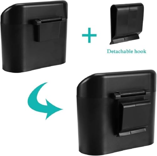 Image of Car Trash Bin with Push Lid and Detachable Hook - Clamshell Garbage Container for Car Door, Armrest Box, Seat Back Pocket or Desk (Pack of 1)