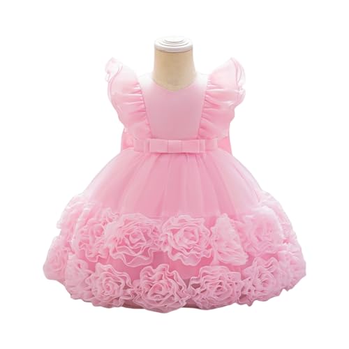 Elegant Red Flower Girl Dress for Toddler Sleeveless Princess Gown with Ruffled Tulle Skirt for Party Birthday