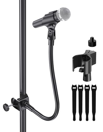 Etour Support de microphone col de cygne de 48,3 cm, bras réglable à 360° avec 2 supports de micro, pince de serrage robuste et adaptateurs à vis de 5/8"-3/8" et 5/8"-1/4", idéal pour podcasting