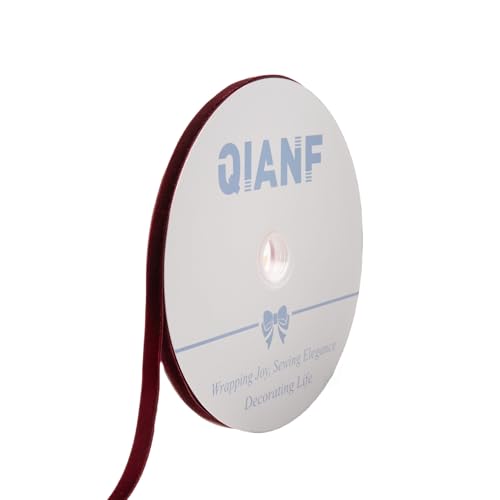 Image of QIANF Vintage Burgundy Velvet Ribbon, 3 /8 Inch X 25Yd