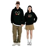 [ChilLAY] [翌日配達]ディズニート ミッキー/ミニー親子服パーカー長袖 裏起毛 カジュアル かわいいカットソートップス スウェット レーナー 秋冬ペアルック グッズ 結婚記念日 プレゼント（ブラック ミニー 140）