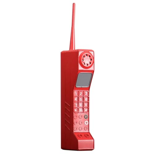 Teléfono antiguo de hierro LALAFINA rojo, accesorio vintage creativo de gran realismo