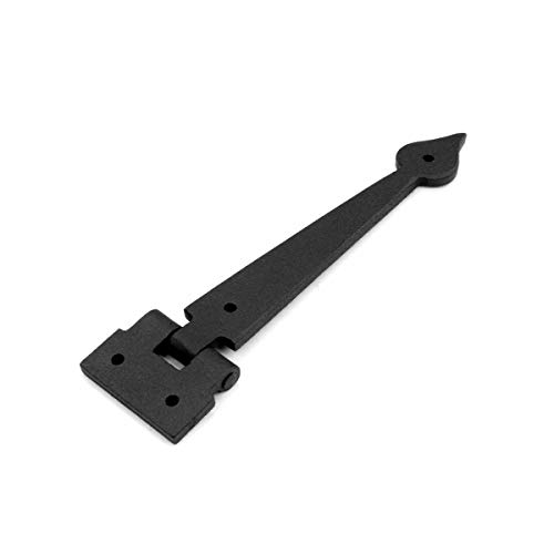 Renovators Supply Manufacturing Black Wrought Iron Strap Hinge Pair 7-3/8 In Spear Tip Flush Mount Heavy Duty Strap Gate And Door Hinges With Hardware #TOP6