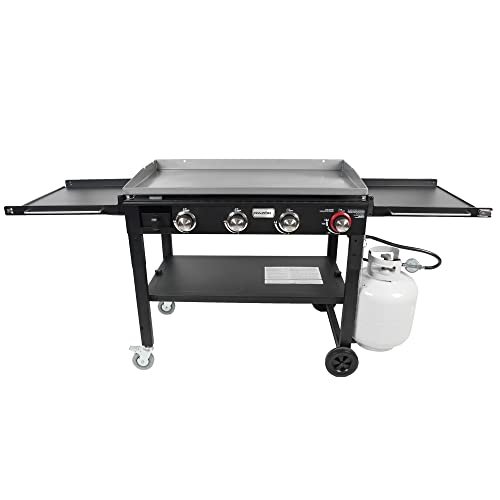 Razor Griddle Ggc1643M 37 Inch Outdoor Steel 4 Burner Propane Gas Grill Griddle With Wheels And Top Cover Lid Folding Shelves For Bbq Cooking, Black #TOP1