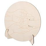 MAJORMENCH Pulsera Conmemorativa de Madera para Ñiño Recién Nacido, Placa Redonda Grabada de 15 Cm con Soporte de Base 10,3x13 Cm, Recuerdo para Hospital y Decoración de Habitación Infantil