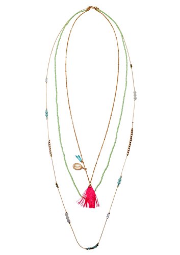 Happiness Boutique Damas Collar Delicado Multi Fila a Capas en Oro | Collar con Colgante Concha y Borla Libre de Níquel