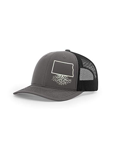WYR Clothing Wear Your Roots Snapback Trucker Hat (One Size - Adjustable, North Dakota Charcoal/Black Mesh)