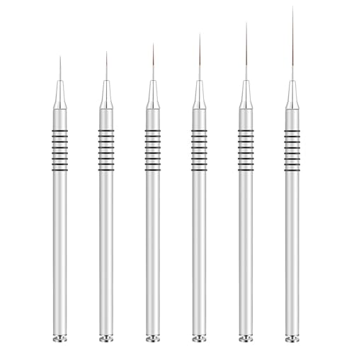 Xynovate Cepillo Uñas Para Pintura Brochas, Pinceles para Uñas Fino de Gel Nail Art Decoracion con Tapa, Nail Art Pintura Dibujo Línea Herramienta DIY Nail Art Design(Silver)