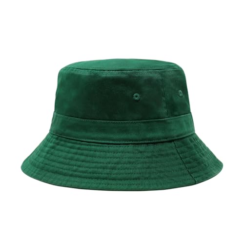 Hot Summer Bucket Hat - Trendy Cotton Sun Hat for Beach Golf Fishing - Fun Outdoor Vacation Boonie for Men and Women (Hunter Green)