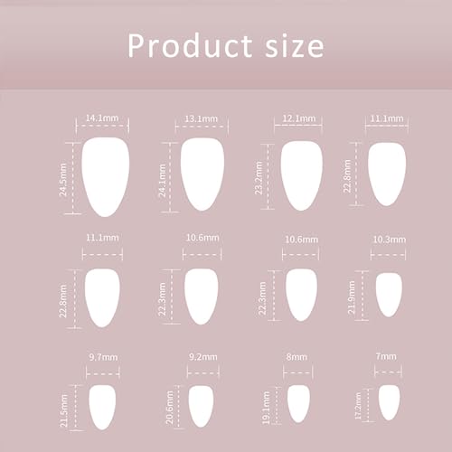 Pink White Gradient Press on Nails Medium Almond Fake Nails French Tip False Nails Glossy Full Cover Stick on Nails Acrylic Ombre Artificial Nails for Women Girls Glue on Nails 24 Pcs - Image 7