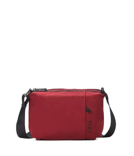 KCB Bandolera Maze | Diseño Compacto y Espacioso | Bolsillos Organizadores | Estilo Moderno y Versátil | Asas Ajustables | 100% Vegano | Color Cereza