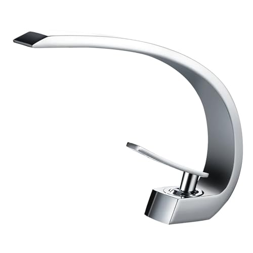 Grifo de lavabo antiespumarrajos en cascada blanco para baño con control monocomando 4