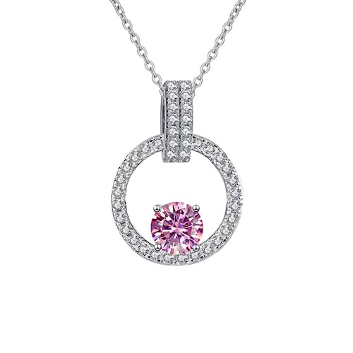 Collier Moissanite 1CT anti-ternissement en argent 925 avec pendentif diamant coloré pour femme