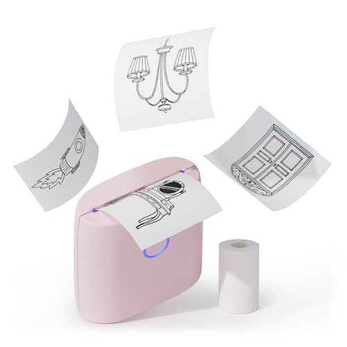 Gloryang JD-23 Sticker Printer, Mini Portable Thermal Printer Print Pod, Inkless Bluetooth Label Maker Machine for DIY Crafts, Journaling, Office & Home Use, Includes 2 Rolls Sticker Paper