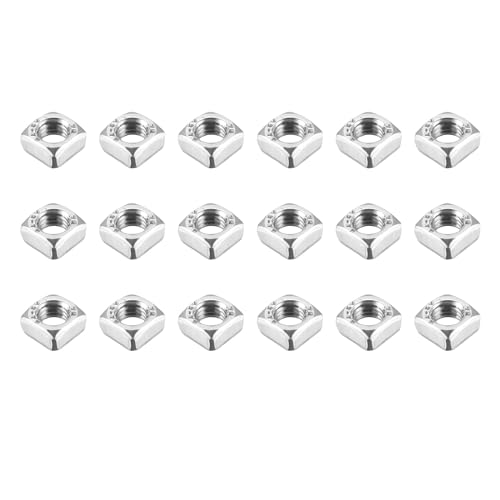 METALLIXITY Square Nuts (M5x0.8mm) 25Pcs, 304 Stainless Steel Hardware Nuts - for Furniture Construction Mechanical Equipment Fasteners, Silver Tone