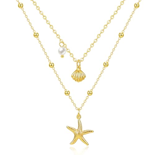 Image of Zeffy Gold Pearl Necklace for Women, Dainty 14K Gold /Silve Plated Layered Pearl Choker Pearl Earrings Pearl Bracelets Wedding Trendy Gold Jewelry Set for Women Gifts