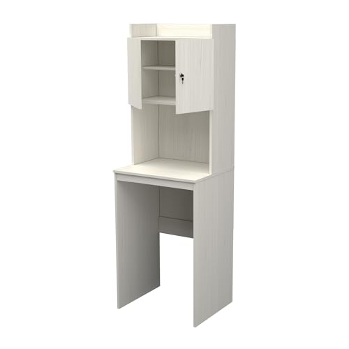 Inval Engineered Wood Mini Fridge and Microwave Cabinet with Storage Shelves, 2 Locking Doors, 72”H x 23.6”W x 19.7”D, Washed Oak