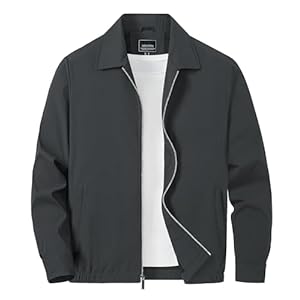 TACVASEN Men’s Lightweight Jackets Summer Casual Smart Jacket Spring Windbreaker Bomber Jackets Light Thin Lapel Jacket Water-Resistant