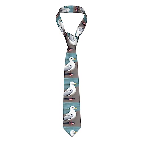 ResKiu Simpatica cravatta formale con gabbiano, ideale per matrimoni, testimoni dello sposo, missioni, balli, regali., nero, taglia unica