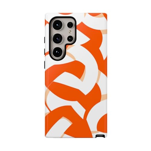 Coque Samsung S24 Ultra motif géométrique orange rigide brillante protectrice