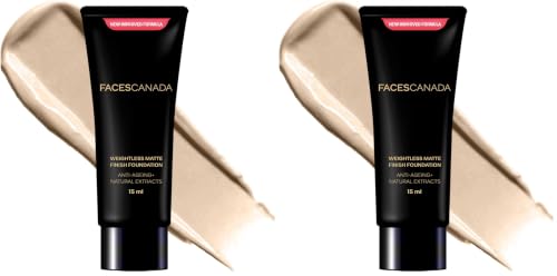 Image of FACESCANADA Weightless Matte Finish Foundation - Ivory, 15ml | Lightweight | Natural Finish | Anti-Ageing | Non-Clog Pores | Enriched With Olive Seed Oil, Grape Extract, Shea Butter (Pack of 2)