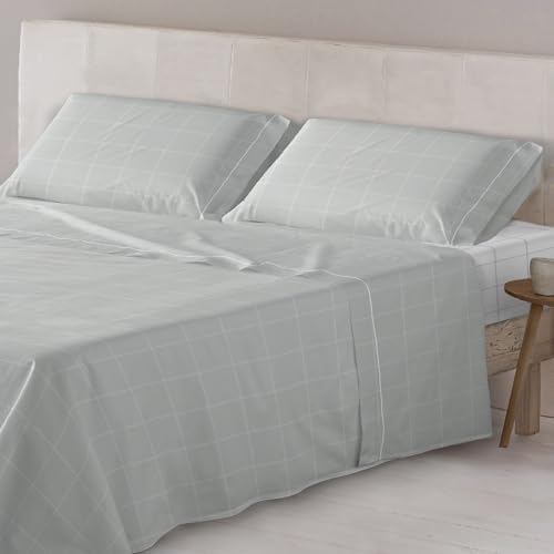 STILIA Secaneta Juego de Cama Heveni Gris 3/4 Piezas, Sábana Bajera, Encimera y 1 o 2 Funda/s Almohada (Cama 105 cm)