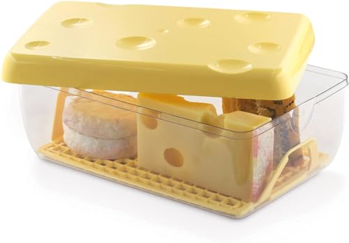 SNIPS Cheese Saver 3 LT, Cheese Container For Fridge, Cheese Box With Grid 26x17x10,5 Cm, Yellow Colour, Made In Italy, Bpa Free