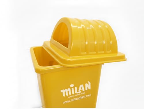 Image of Milan Plastic Garbage Dustbin With Dome Lid 60 Litre Yellow