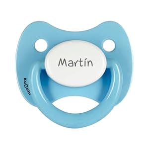 Kuxulu – Chupetes Personalizados con Nombre para Bebes – Tetinas de Silicona para Recién Nacidos – Tetina 6/36 Meses Color Celeste