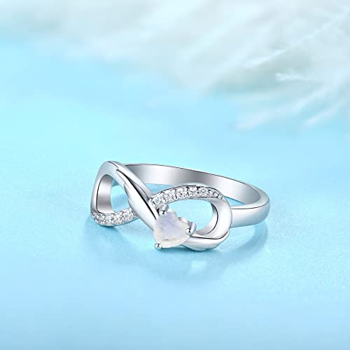 Starchenie Infinity Promise Ring 925 Sterling Silve Angel Wings Heart Moonstone Ring For Women Size 7 #TOP4