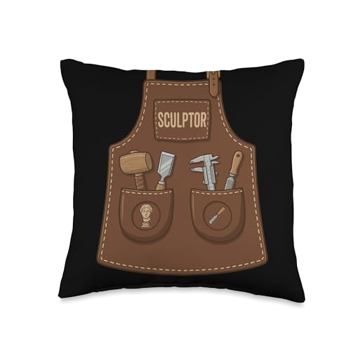 Sculptor Stone Carving Clay Artist Apron Halloween Costume Throw Pillow