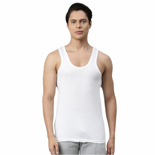 Image of INNERO Men's Vest | Cotton Sleevless Round Neck Vest, Baniyan, Ganji, Undershirt (White)