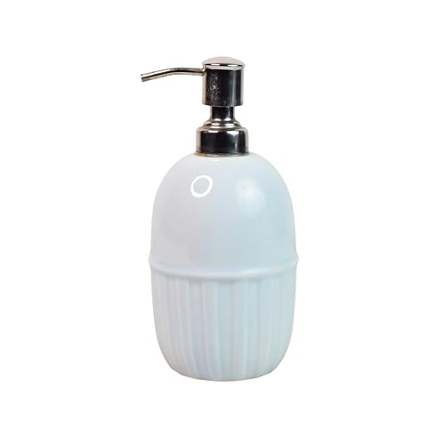 Image of Ceramic Bathroom Accessories Set for Utility and Bathroom Decor | Liquid Soap Dispenser, soap Tray, Toothbrush Holder (Exclusive Bathroom Set) (Sky Blue)