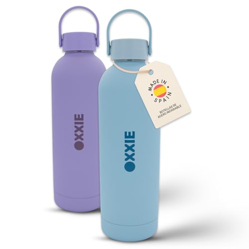 OXXIE Botella Termica 500ml | Botella de Agua de Acero Inoxidable Reutilizable | Botella de Agua Niños | Sin BPA | Isotérmica y Hermetica | Niños, Adultos, Deporte, Oficina, Yoga, Viaje (Blue)