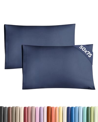 Image of Pillowcases 2 Pack Standard 50x75 - Microfibre Envelope Closure - Navy Blue