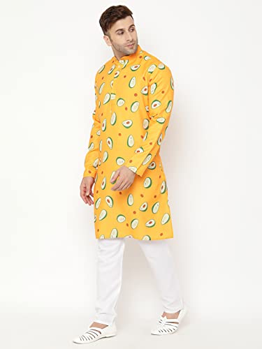 Image of hangup Men's Kurta Pyjama Set, Color Yellow, Size 38 (K127KurtaSet)