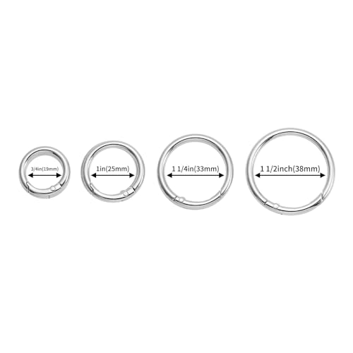 Image of DEVPSISR 15pcs Trigger Spring O Rings Round,Metal Keychain Ring Round Carabiner Clips for Keyrings Buckle, Bags,Purses
