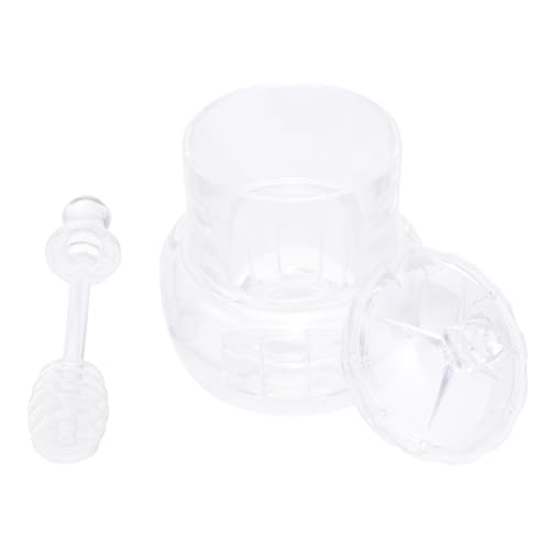 FUNOMOCYA Sturdy Acrylic Honey Jar Honey Bee Jar Dipper Stick Lid Kitchen Gadget