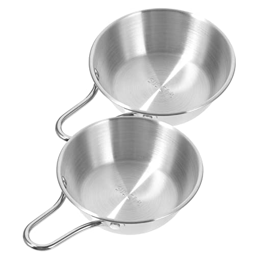 BRIGHTFUFU Collapsible Camping Bowl Set 2pcs Camping Wine Cups Utensil Cup Stainless Steel Picnic Bowl Compact for