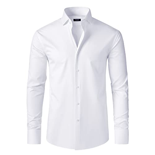 Men's Dress Shirt Stretch Formal Shirt Business Casual Cutaway Collar Long Sleeve Convertible Cuffs Solid2