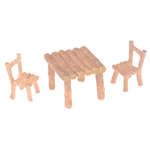 Preisvergleich Produktbild 7thLake 3Pcs / Set Holztisch Stühle Puppenhaus Miniaturen Puppenzubehör